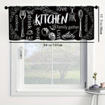 rideau cuisine noir blanc motifs ustensiles vintage semi transparent salon