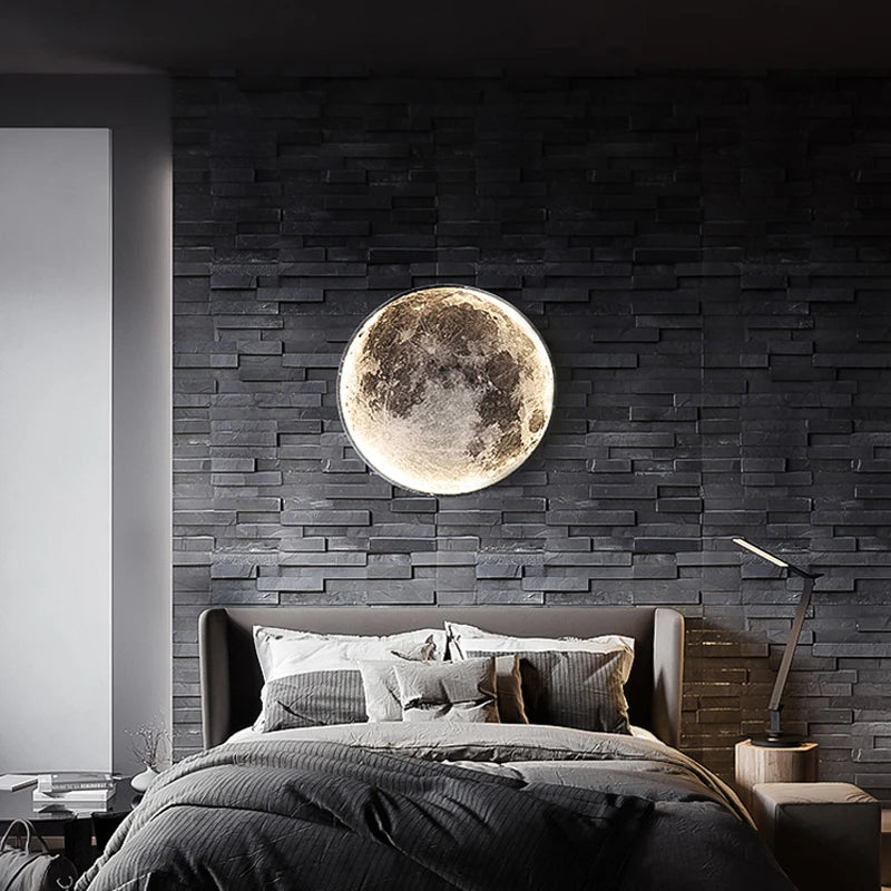 lumière murale lune moderne gris blanc relief adhésive led quotidienne chambre salon entrée