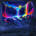 tapisserie murale moderne multicolore cascades paysage naturel élémentaires lumineuses grande chambre salon