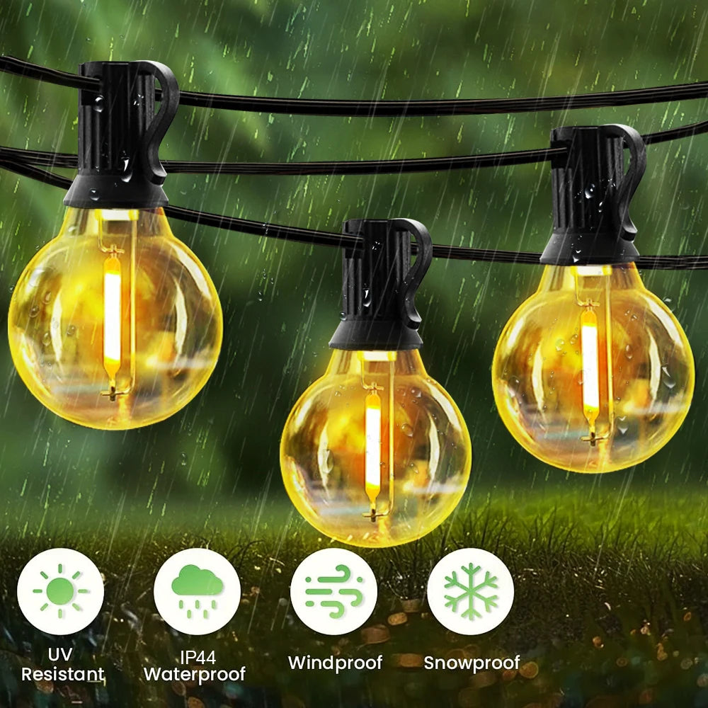guirlande lumineuse solaire extérieure ambrée 41 ampoules globe ip65 patio jardin decoration festive