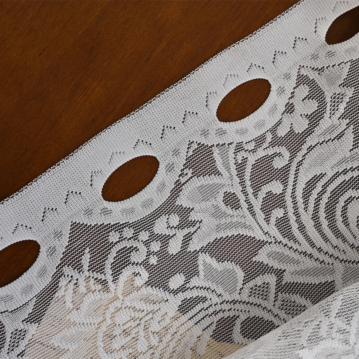 rideau blanc broderie florale transparent classique cuisine chambre