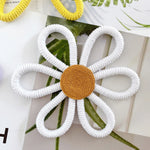 décoration murale corde tressée motif floral blanc jaune marron créative artisanale chambre salon 25cm