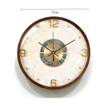 horloge murale moderne élégante face unique bois chiffres dorés aiguilles secondes quartz batterie