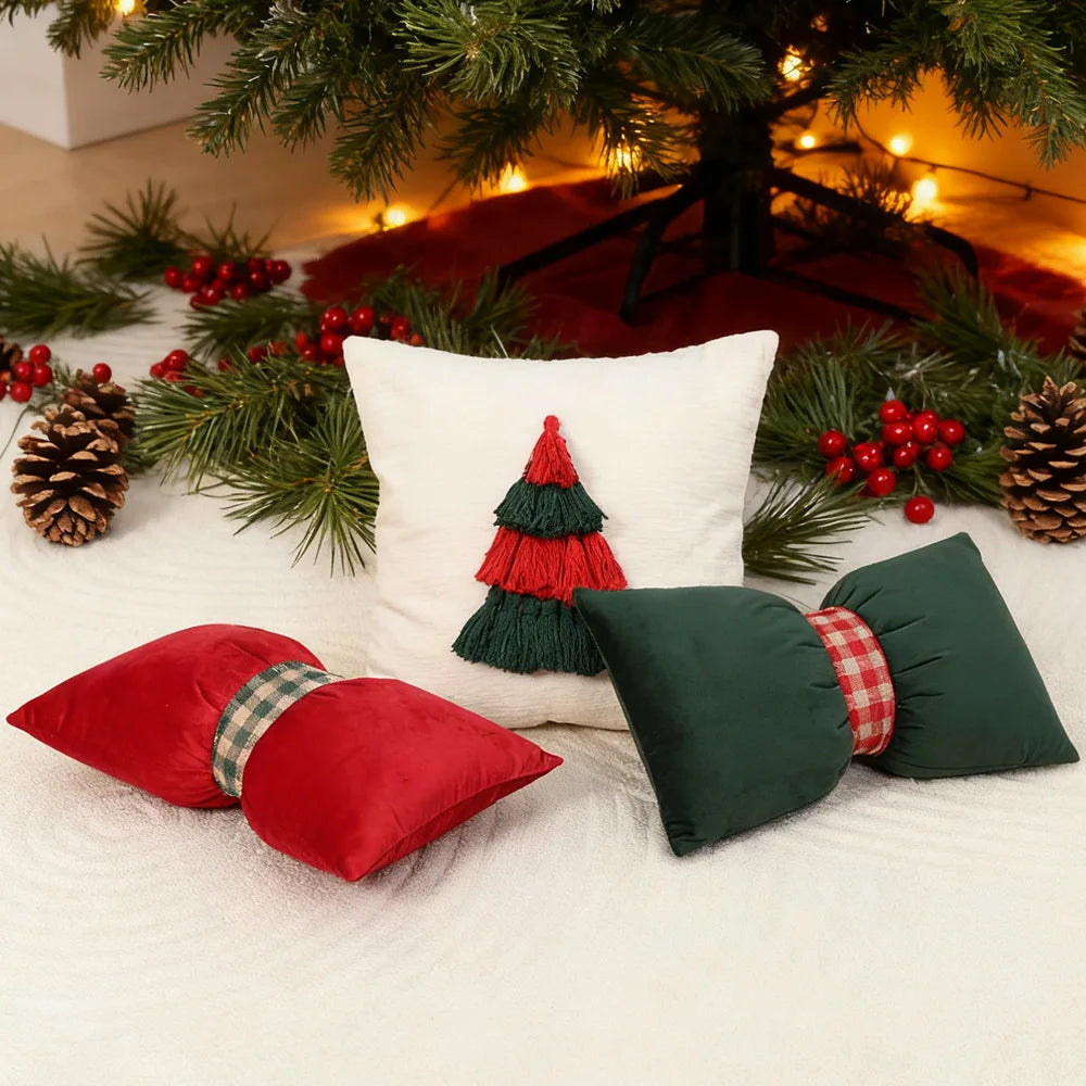 housses coussins noël flocons arbre sucre aneth décoratives adhésives maison voiture 30x50cm 45x45cm polyester
