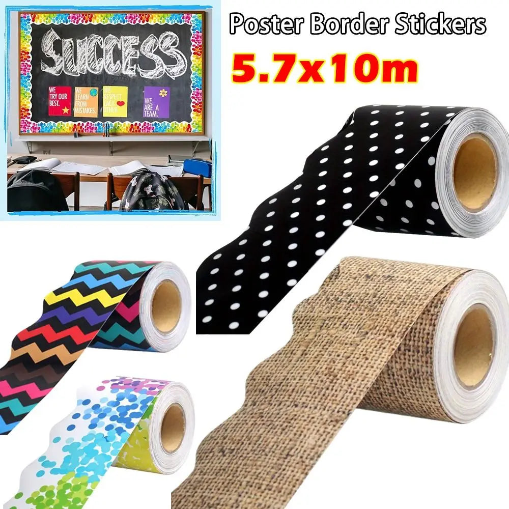 rubans bordure adhésifs multicolores ondulés décoration moderne salle classe fête 10m 5.7cm