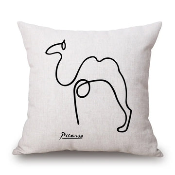 coussin carré décoratif beige motif animaux picasso moderne canapé chaise voiture salon maison