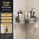 étagère salle bain gris moderne ventouse rangement bain murale ajourée crochets suction