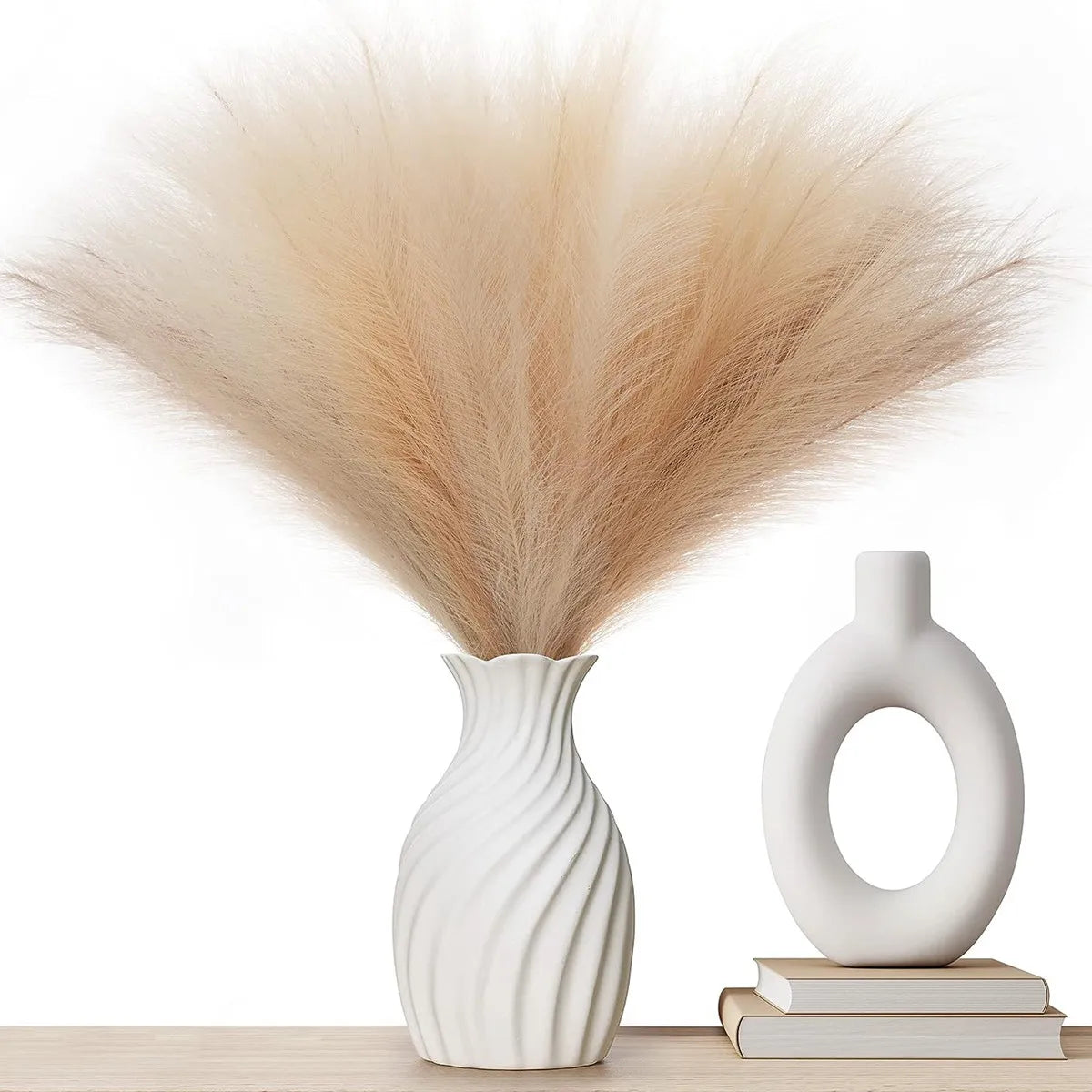 plumes artificielles modernes vase décoration table mariage fête extérieure minimaliste exposées soie naturelle feutrée