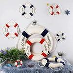 bouée décorative nautique rouge bleu corde rayures mur marine decorationintérieur