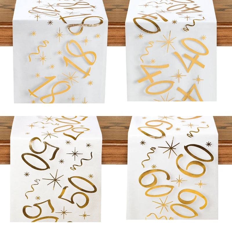 Chemin de table anniversaire en tissu jaune clair pour décoration de fête