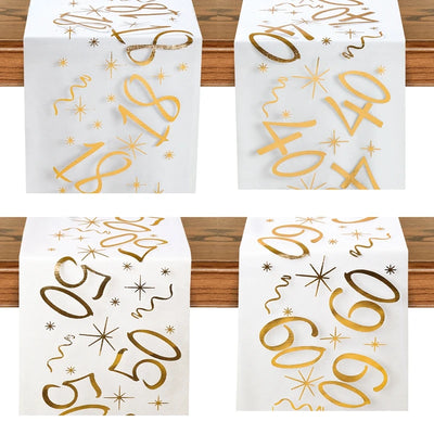 Chemin de table anniversaire en tissu jaune clair pour décoration de fête
