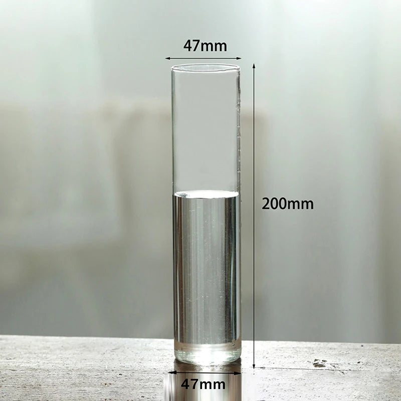 vase verre transparent moderne base bois fleurs artificielles inclusion chambre