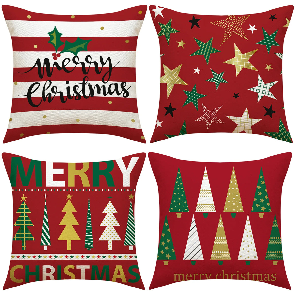 coussins carreaux rouge blanc vert doré sapins étoiles adhésifs décor noël traditionnel festive