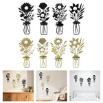bougeoir mural decoratif vase floral noir or accroche mur decoration maison boheme champetre