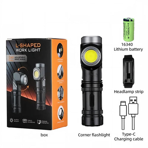 torche led rechargeable 10w super lumineuse 90° pivotante clip arrière magnectique résistance chocs