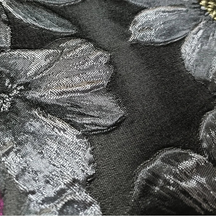 tissu polyester jacinthe fleuri brillant résistant intempéries largeur 155cm couleurs bleu noir
