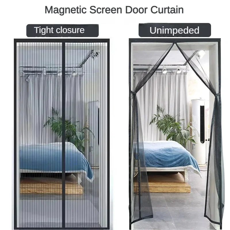 rideau porte magnétique anti moustiques noir blanc maille polyester moderne minimaliste ventilation