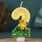 bougies numériques animales paillettes lion jaune vert anniversaire enfant festive