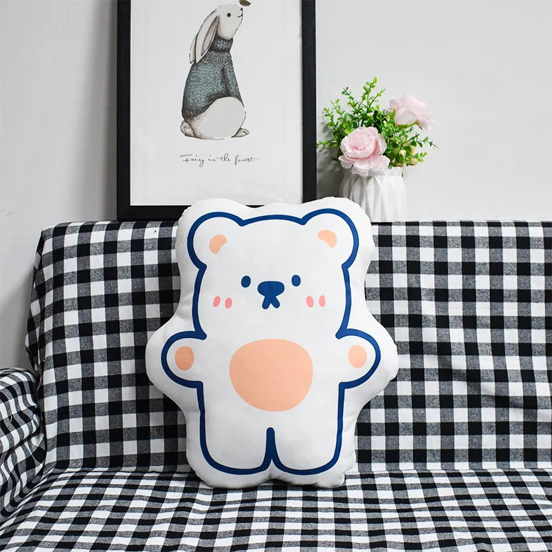 taies d'oreiller personnalisées dessins animés coussins mignons blanc rose orange bleu plush cartoon