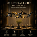 lampe suspendue moderne élégante noir doré sculptural finition métallique luxueuse 120cm adjustable