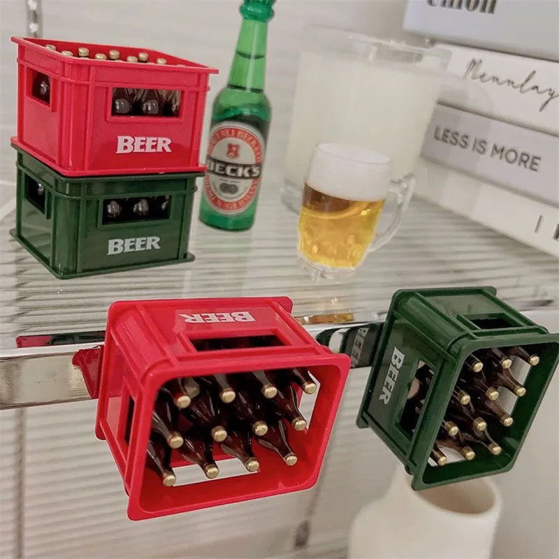 décapsuleur aimant mini caisse bière rouge vert BEER blanc pratique décoration maisonouvrier bouteille intégré