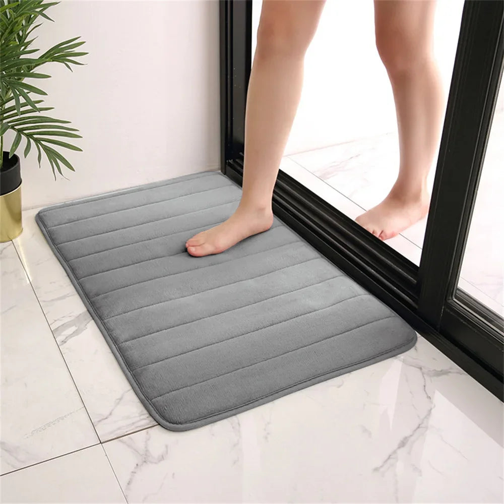 tapis bain texturé moderne bleu foncé beige gris marron doux minimaliste respectueux environnement