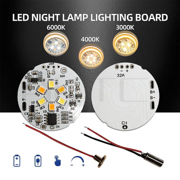 plaque led nuit blanc circulaire rechargeable controle tactile 3000k 6000k cct