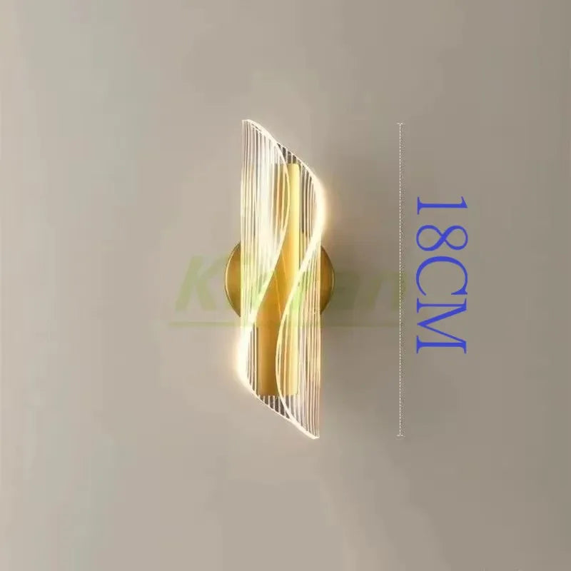 lampe murale moderne blanc doré éclairage cuisine salle manger fixée mur lignes ondulées