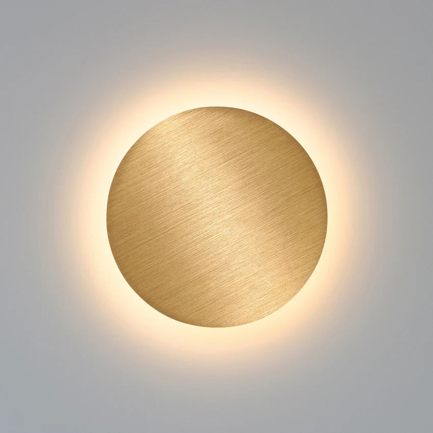 applique murale led moderne effet brossé or argent circulaire aluminium chambre salon étude entrée