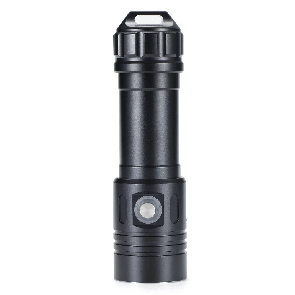 lampe torche noire led 2000 lumens ip68 étanche 100m plongée résistante chocs