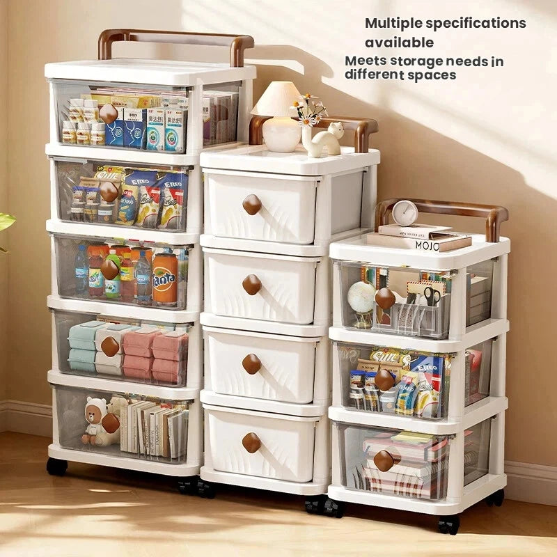 meuble rangement tiroirs roues blanc moderne rayures grises