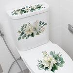 sticker adhésif fleur blanc moderne décoration couvercle toilette salle bain autocollant vinyle imperméable
