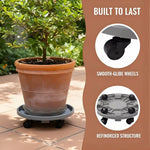 plateau roulettes pots fleurs gris blanc moderne fonctionnel poignée 26cm 30cm 33cm 36cm 40cm