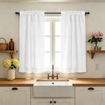 rideaux cuisine blanc gris clair semi transparent modernes minimalistes panneaux texture rayée