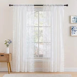 rideau blanc broderie florale transparent classique polyester machine laver 140x100cm