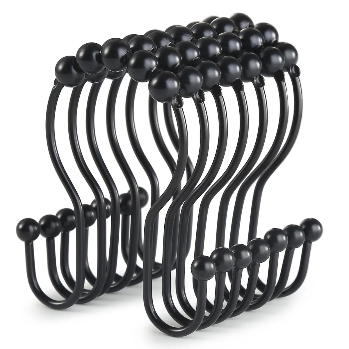crochets rideau douche acier inoxydable moderne attaches billes glissière noir argenté minimaliste