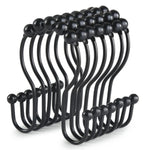 crochets rideau douche acier inoxydable moderne attaches billes glissière noir argenté minimaliste
