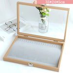 boîte bijoux bois naturel moderne boucles doreilles cadenas 35x24x5cm organisateur rangement transparent grille