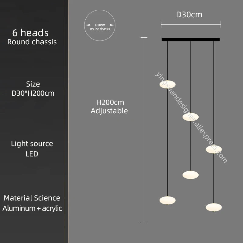 suspension lumineuse moderne blanc noir led salon chambre étude 2000lm 82000lm 90v 260v