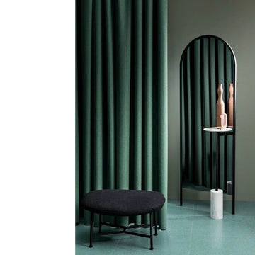 rideau douche moderne uni vert foncé gris marron rose pâle opaque anneaux métalliques double
