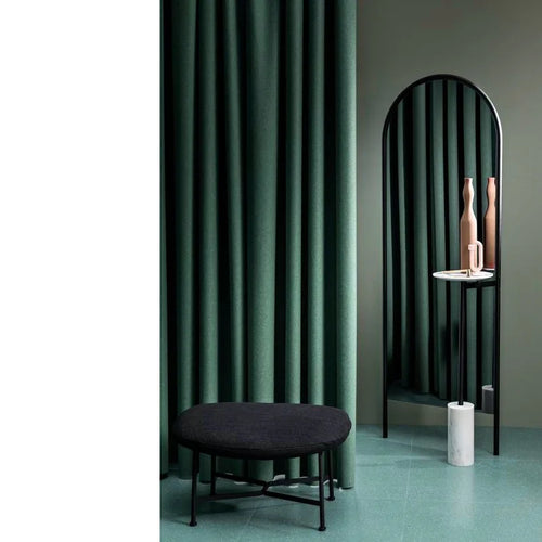 rideau douche moderne uni vert foncé gris marron rose pâle opaque anneaux métalliques double