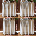 rideau court japonais beige texture lin opacité ruban noir maison 40x60cm 60x90cm 60x120cm 70x120cm