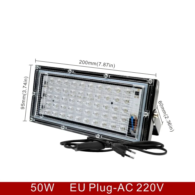 projecteur uv led 50w 100w ip65 noir blanc moderne interrupteur câble vis protection aluminium