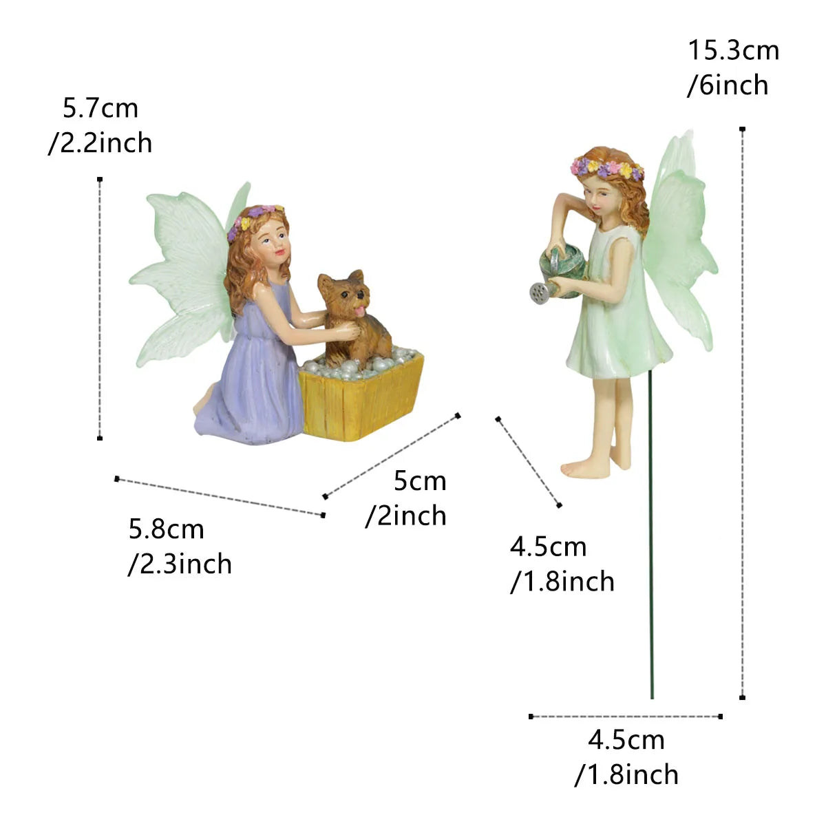 décoration extérieure résine fée chien baignoire fleurs herbe verte miniature jardin fantaisie