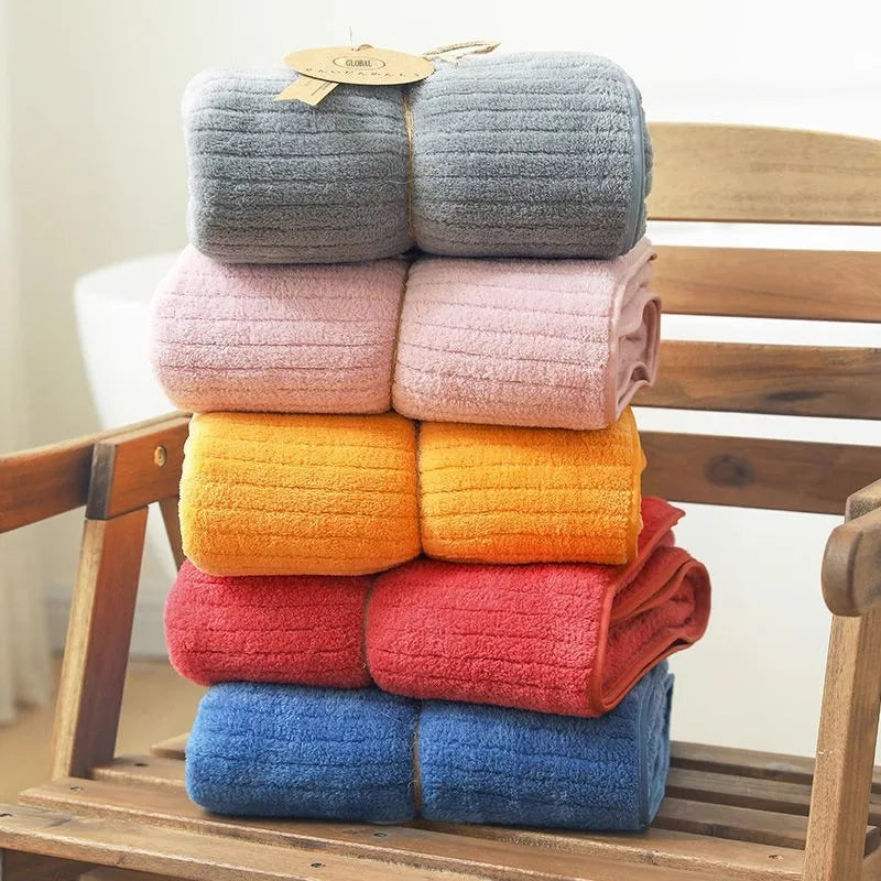 serviette bain rapide rayées moderne gris rose absorbante grande taille lavable machine