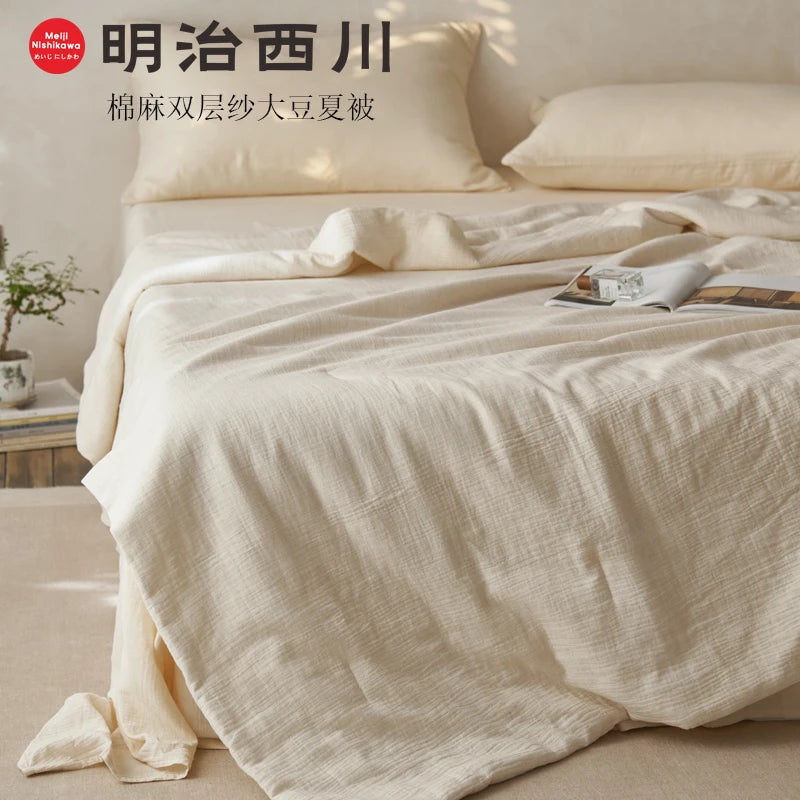 couette été coton lin texturée gaufrée plissée literie maison adultes