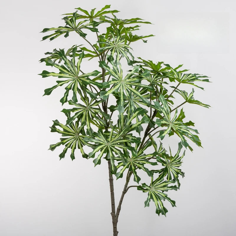 décoration intérieure plante artificielle feuilles vertes marbrées tige brune botanique 95cm haute
