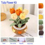 décoration maison mariage bouquets fleurs tricotées rouge jaune vert rose blanc orange