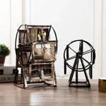 cadre photo vintage grande roue transparent bronze or argenté decoration florale photos inclusion industrielle