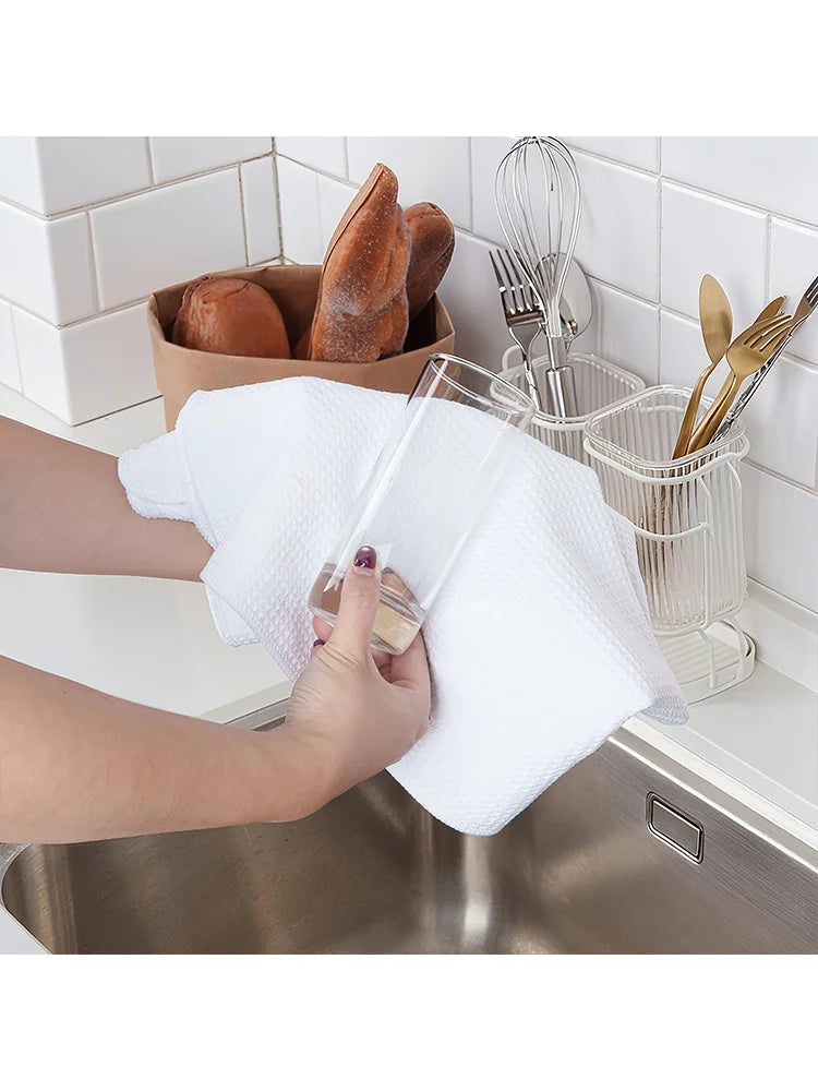 serviettes cuisine ultra douces 100 polyestère blanches absorbantes modernes 16x24cm pack pièces